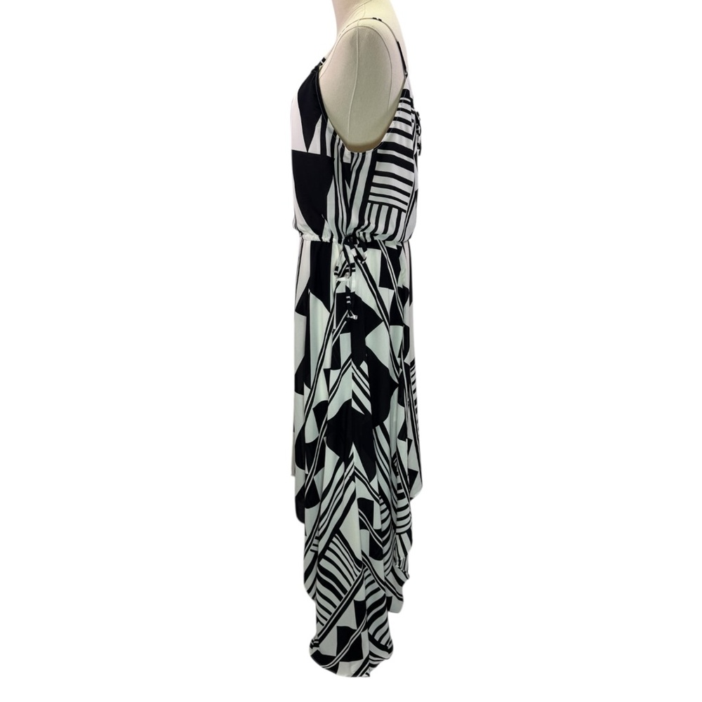 Express Geometric Print Black White Halter‎ Handkerchief Hem Maxi Dress Size S - Picture 6 of 10